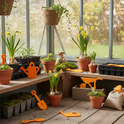 Prodotto Attrezzo da giardino in feltro arancione 24 pz