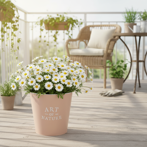 Prodotto Vaso da fiori in zinco, fioriera in metallo, rosa antica, Ø22cm H21cm