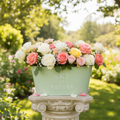 Vaso per fiori ovale in zinco color verde menta, 27×18 cm, altezza 12,5 cm. | Floristik24.it