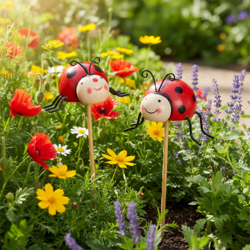 Paletti da giardino a forma di coccinella, decorazione per la primavera e l'estate, decorazione floreale, 31 cm, 4 pezzi | Floristik24.it