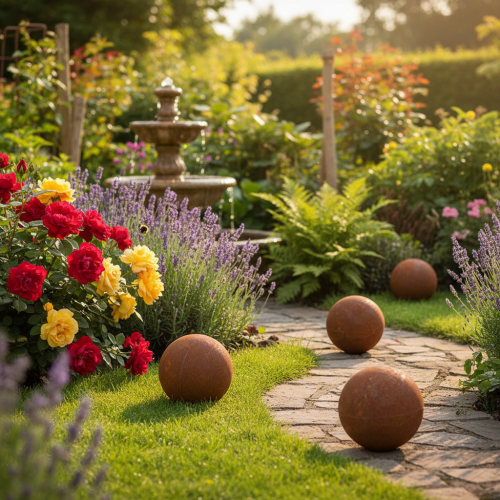 Prodotto Sfera da giardino, ornamento decorativo per prato, elemento di richiamo senza tempo per il giardino, 10 cm, 4 pezzi