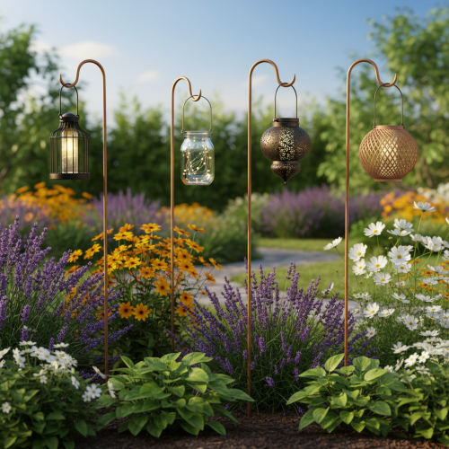 Prodotto Asta con gancio, decorazione da giardino in metallo color ruggine, alta 80 cm, 3 pezzi