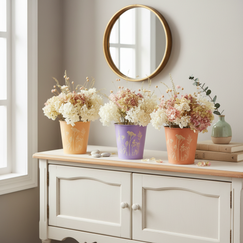 Coprivasi in metallo con motivi floreali pastello 10 cm set 3 pezzi | Floristik24.it