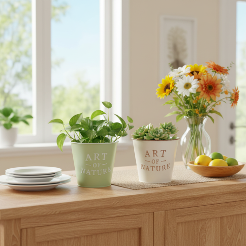 Vaso "Art of Nature" con scritta, decorazione per davanzale e soggiorno, 15 cm, 2 pezzi | Floristik24.it