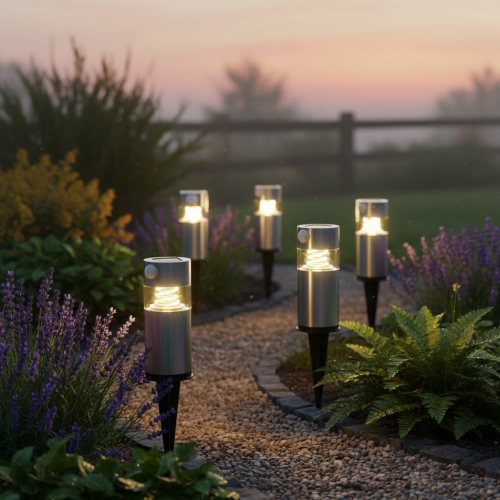 Lampada solare da giardino con picchetto e illuminazione a LED, 34 cm | Floristik24.it