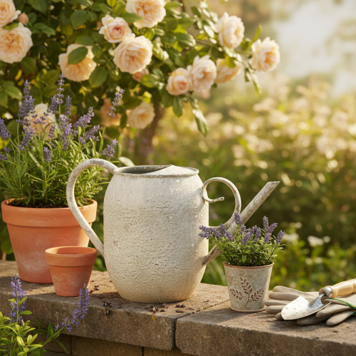 Vaso/annaffiatoio vintage in metallo, decorazione da giardino antica, 32x10,5x18 cm | Floristik24.it
