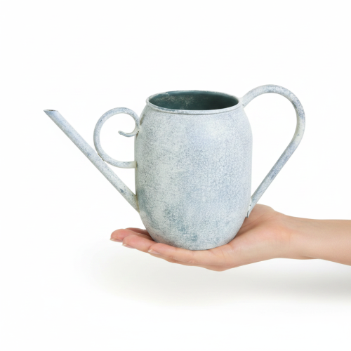 Annaffiatoio decorativo vintage in metallo bianco e blu, 32x11x18 cm, accessorio decorativo. | Floristik24.it