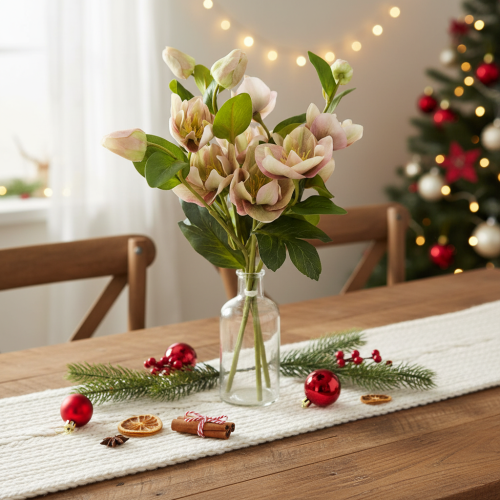 Decorazione natalizia con rose artificiali, mazzo da 4 pezzi da 30 cm. | Floristik24.it