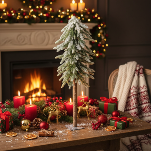 Prodotto Abete artificiale con decorazioni innevate, inverno e Natale, 95 cm