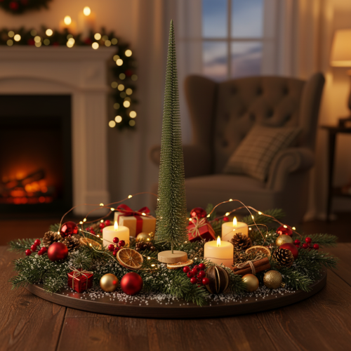 Albero di Natale artificiale con base in legno per decorazioni natalizie, 80 cm | Floristik24.it