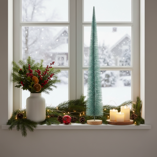 Prodotto Albero di Natale artificiale, albero decorativo, design delicato con base in legno, 80 cm