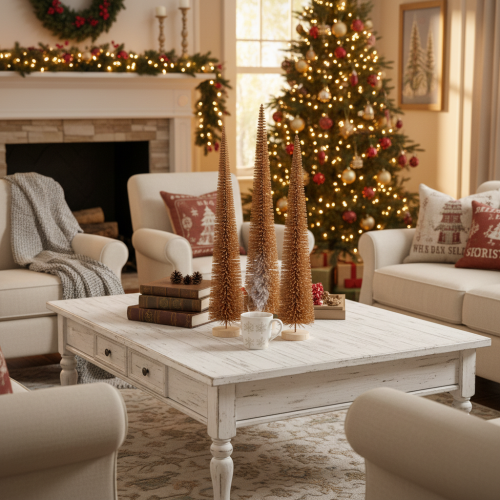 Decorazione artificiale per albero di Natale, sottile, con base in legno, 40 cm, 3 pezzi | Floristik24.it