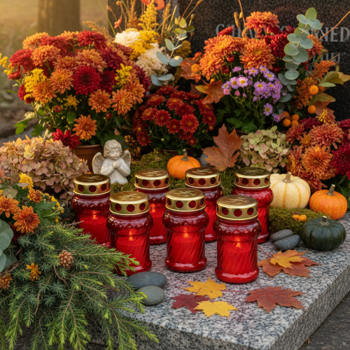 Candela funeraria per decorazione autunnale della tomba, per Ognissanti e la Domenica dei Morti, 13 cm, 8 pezzi | Floristik24.it