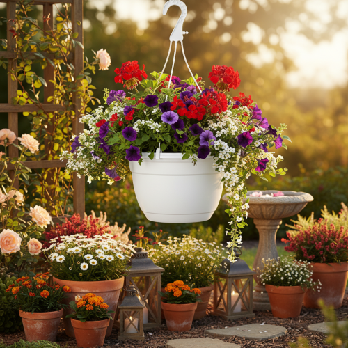 Cesto portafiori sospeso bianco, 25 cm | Floristik24.it