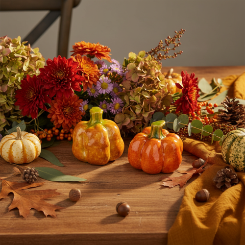 Zucca decorativa per la tavola autunnale, 6 cm, 2 pezzi | Floristik24.it