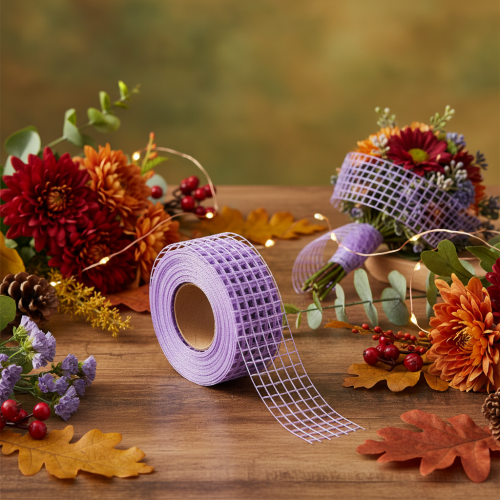 Nastro a rete viola, largo 4,5 cm, rotolo di nastro decorativo per lavori creativi, 10 m | Floristik24.it
