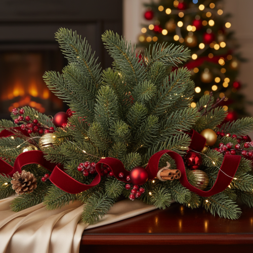 Ramo di abete artificiale, decorazione festiva per finestre, 50 cm, 3 pezzi | Floristik24.it