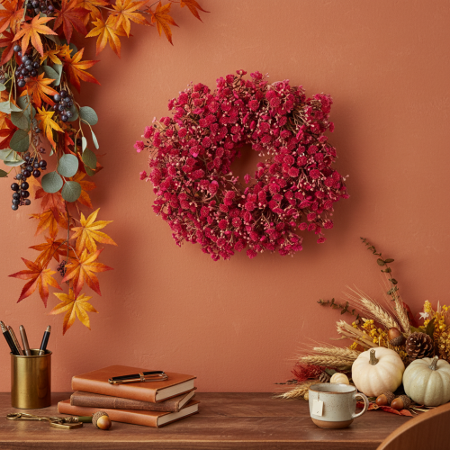 Prodotto Ghirlanda di fiori artificiali, decorazione con gypsophila, 30 cm
