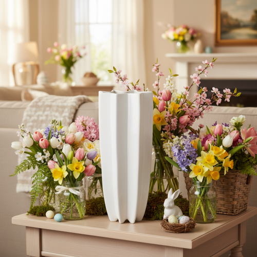 Vaso da fiori scanalato, moderno, decorativo, 38 cm | Floristik24.it