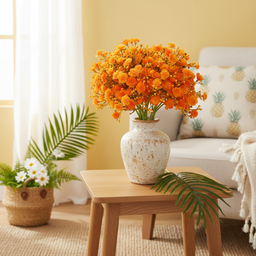 Ramo artificiale di gypsophila arancione per composizioni floreali, 30 cm, 10 pezzi | Floristik24.it