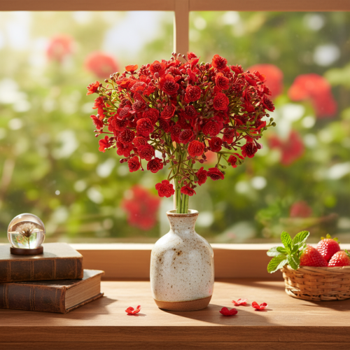 Giardinaggio artificiale, rosso, bouquet come decorazione floreale, 30 cm, 10 pezzi | Floristik24.it