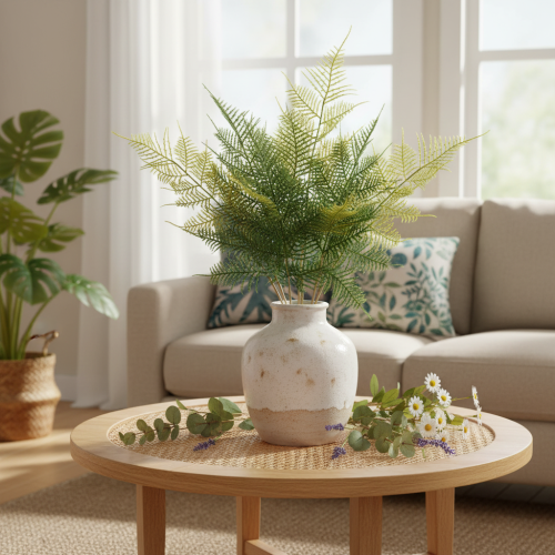 Decorazione artificiale a forma di ramo di felce, verde, realistica, 56 cm | Floristik24.it