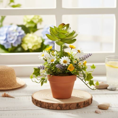 Pianta succulenta artificiale verde come decorazione per composizioni creative. | Floristik24.it