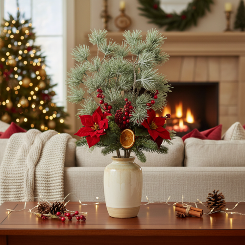 Ramo di abete artificiale, grande ramo di pino per decorazioni invernali, 55 cm, 3 pezzi | Floristik24.it