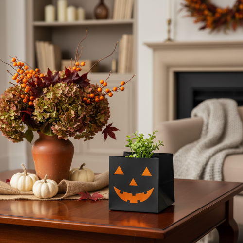 Prodotto Fioriera a forma di zucca in carta, decorazione di Halloween, 10 cm, 6 pezzi