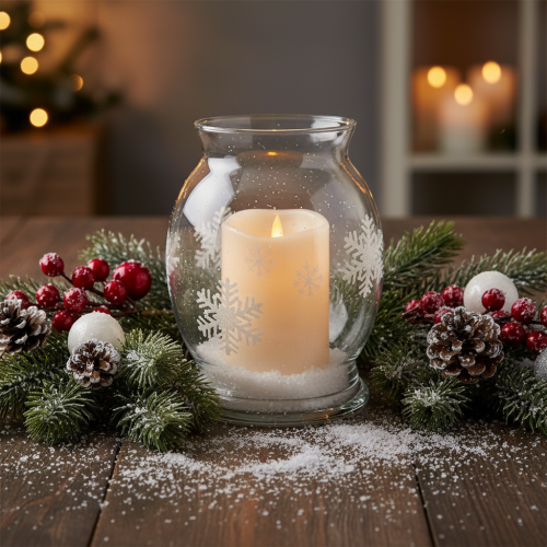 Grande candela a LED con timer, per uso esterno, luce bianca calda, Ø12,5 cm, H20 cm | Floristik24.it