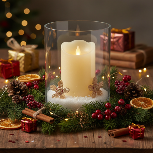 Candela a colonna in cera a LED bianco caldo Ø7,5cm H12,5cm | Floristik24.it