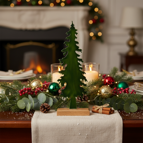 Albero di Natale decorativo su base in legno, decorazione da tavolo, Natale, 46 cm | Floristik24.it