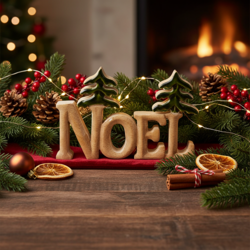 Decorazione natalizia Noel con due abeti da 18 cm | Floristik24.it
