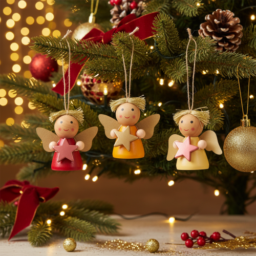 Ciondolo decorativo a forma di angelo con stella, 5 cm, 9 pezzi | Floristik24.it