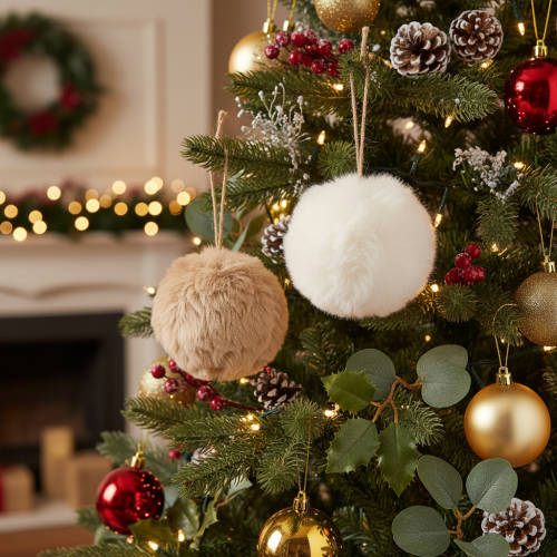 Pallina decorativa a forma di pon-pon per alberi di Natale, 10 cm | Floristik24.it