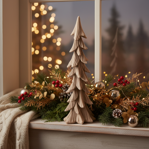 Piccolo albero di Natale decorativo innevato, decorazione da tavolo, 44 cm | Floristik24.it