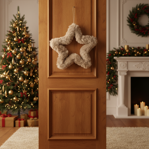 Stelle decorative da appendere in pelliccia sintetica, 21 cm, 4 pezzi | Floristik24.it