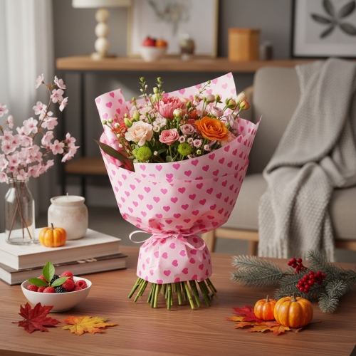 Prodotto Carta per polsini con motivo a cuore, rosa, 25 cm, 100 m