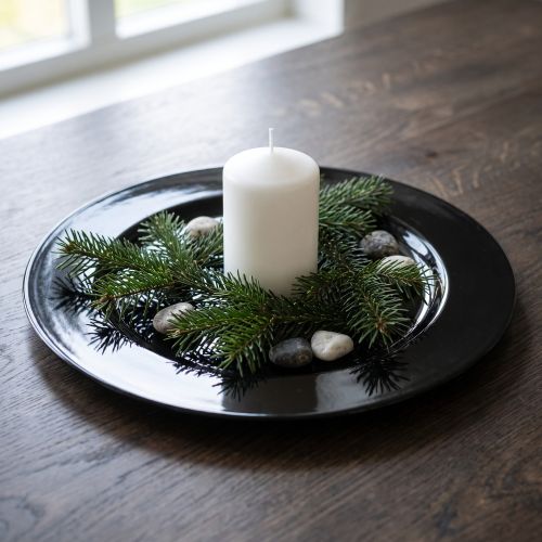 Piatto decorativo nero piatto in plastica lucida Ø28cm H2cm | Floristik24.it