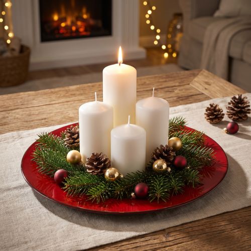 Piatto decorativo rosso/nero Ø22cm | Floristik24.it