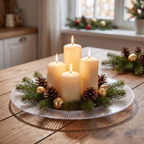 Piatto decorativo con scanalature Plastica trasparente Ø33cm | Floristik24.it