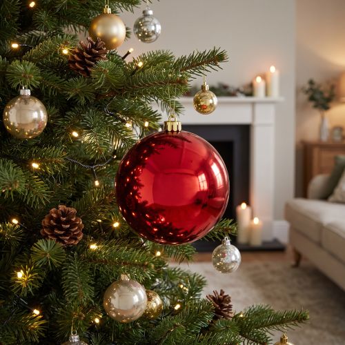 Palla di Natale media in plastica rossa 20cm | Floristik24.it