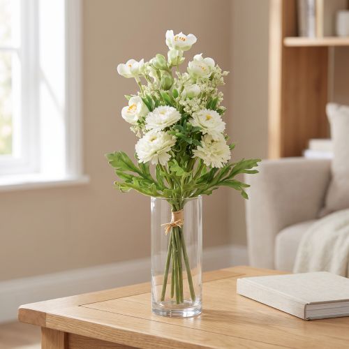 Bouquet decorativo di fiori artificiali Jasmine Bellis 30cm artificiale per decorazione da tavolo vaso resistente | Floristik24.it