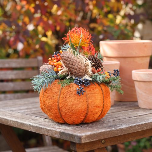 Vaso per zucca arancione/giallo-verde in sisal Ø15cm H9cm | Floristik24.it