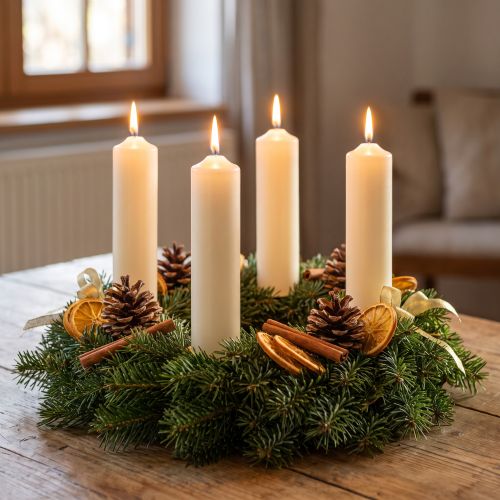 Candela a bastoncino decorazione candela crema bianca 120mm/Ø21mm 6 pz | Floristik24.it