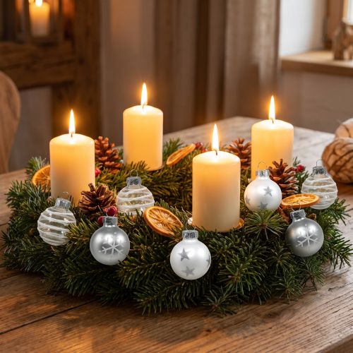 Mini palline di Natale bianche, argento vero vetro Ø3cm 9 pz | Floristik24.it