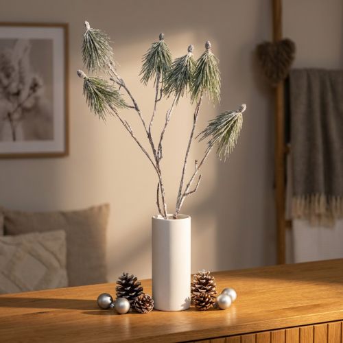 Prodotto Decorazione invernale ramo di pino mugo innevato artificialmente L70cm