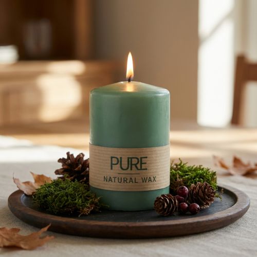 Candela a colonna PURE candele Wenzel verde smeraldo 90/60 mm | Floristik24.it