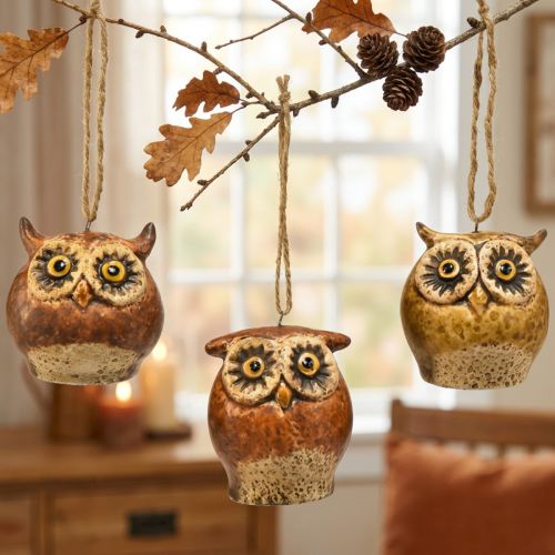 Affascinanti ornamenti a forma di gufo – Tonalità marroni rustiche, 5,6 cm – Decorazione perfetta per l'autunno e il Natale – 3 pezzi | Floristik24.it