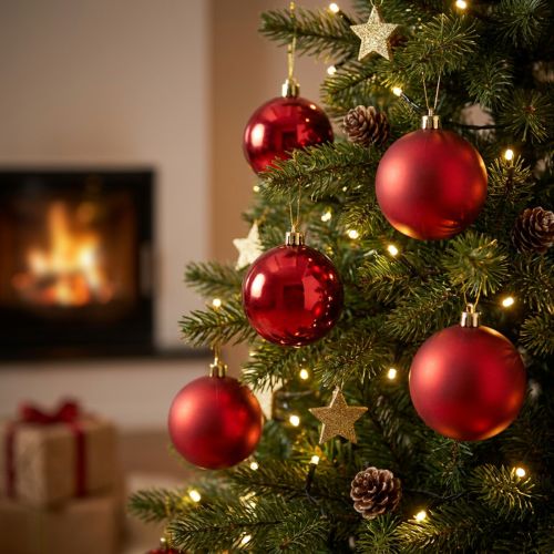 Palline di Natale rosse in plastica per albero di Natale, 8 cm, 6 pezzi | Floristik24.it